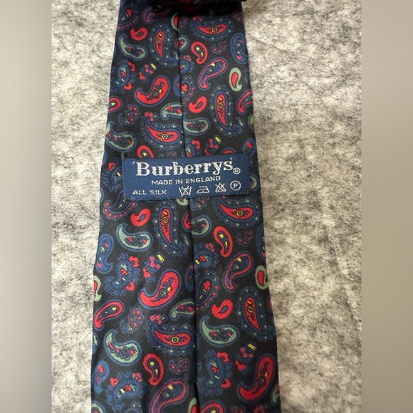 Burberrys Mens Silk Tie Paisley Red Blue Office Gift Made In England Multicolor - Picture 1 of 11